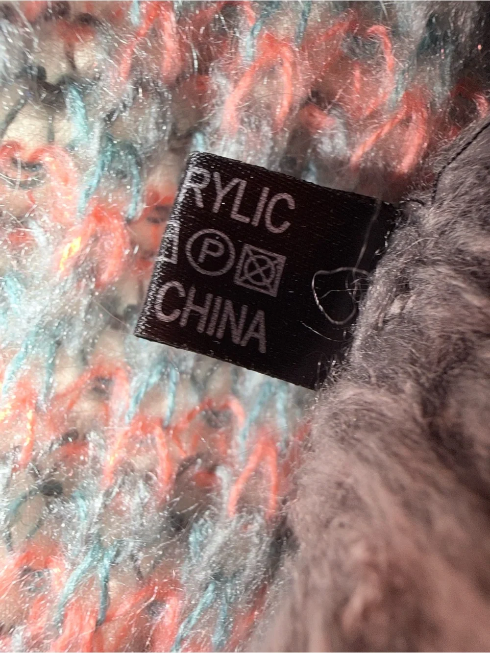 🌻Cozy Knit Infinity Scarf in Coral, Teal & Gray